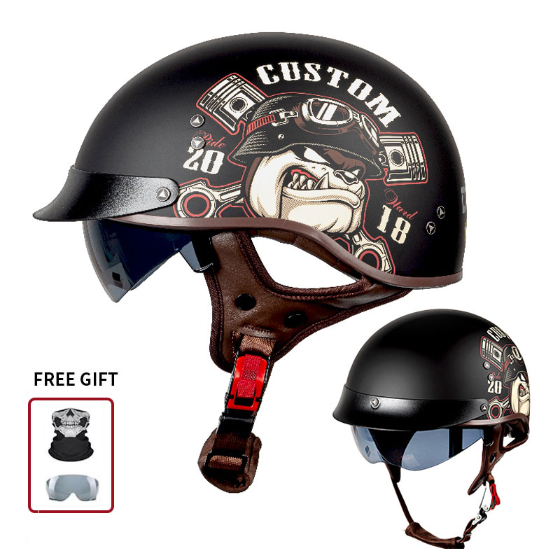 Vintage Half Open Face Motorcy - đánh giá và giá Vintage Open Face Retro Helmet