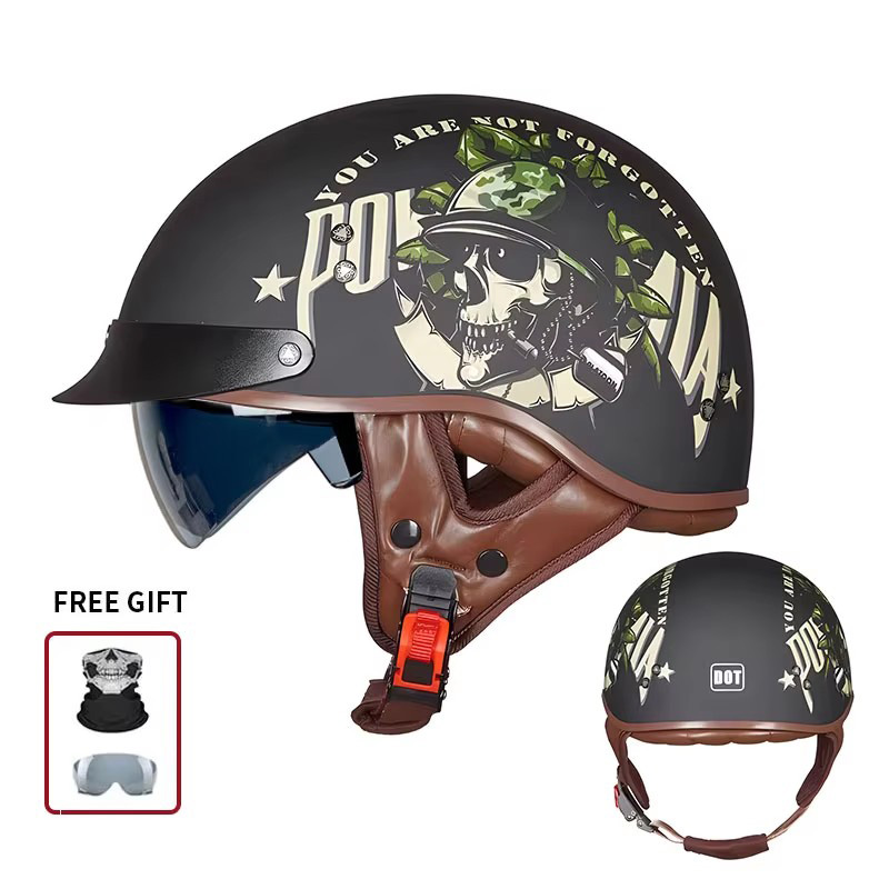 Vintage Half Open Face Motorcy - đánh giá và giá Vintage Open Face Retro Helmet